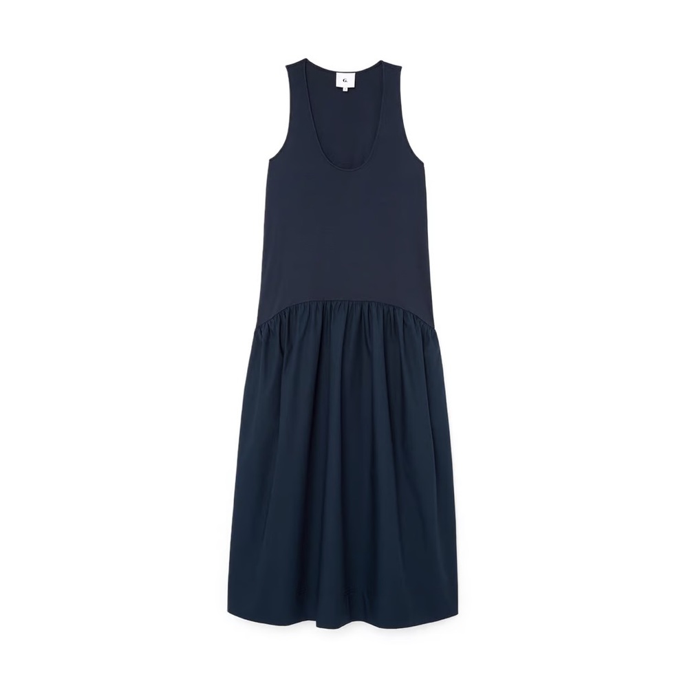 NWT G. Label by Goop Shannon dropped-waist tank dress, navy, size 8